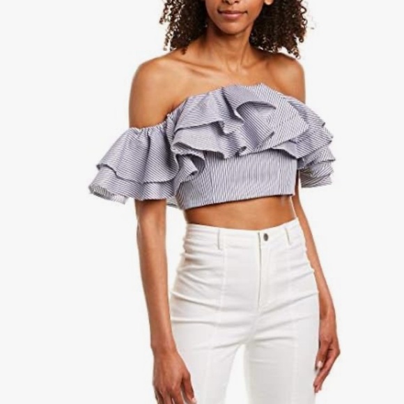 C/MEO collective Together Again off the shoulder ruffle crop top - Picture 7 of 7